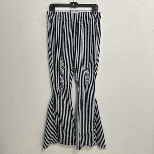 Lucky & Blessed L&B Striped Flare Bell Bottom Jeans M Distressed Hippie Boho NWT